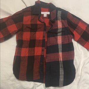 Burberry Kids Red and Black Plaid Shirt